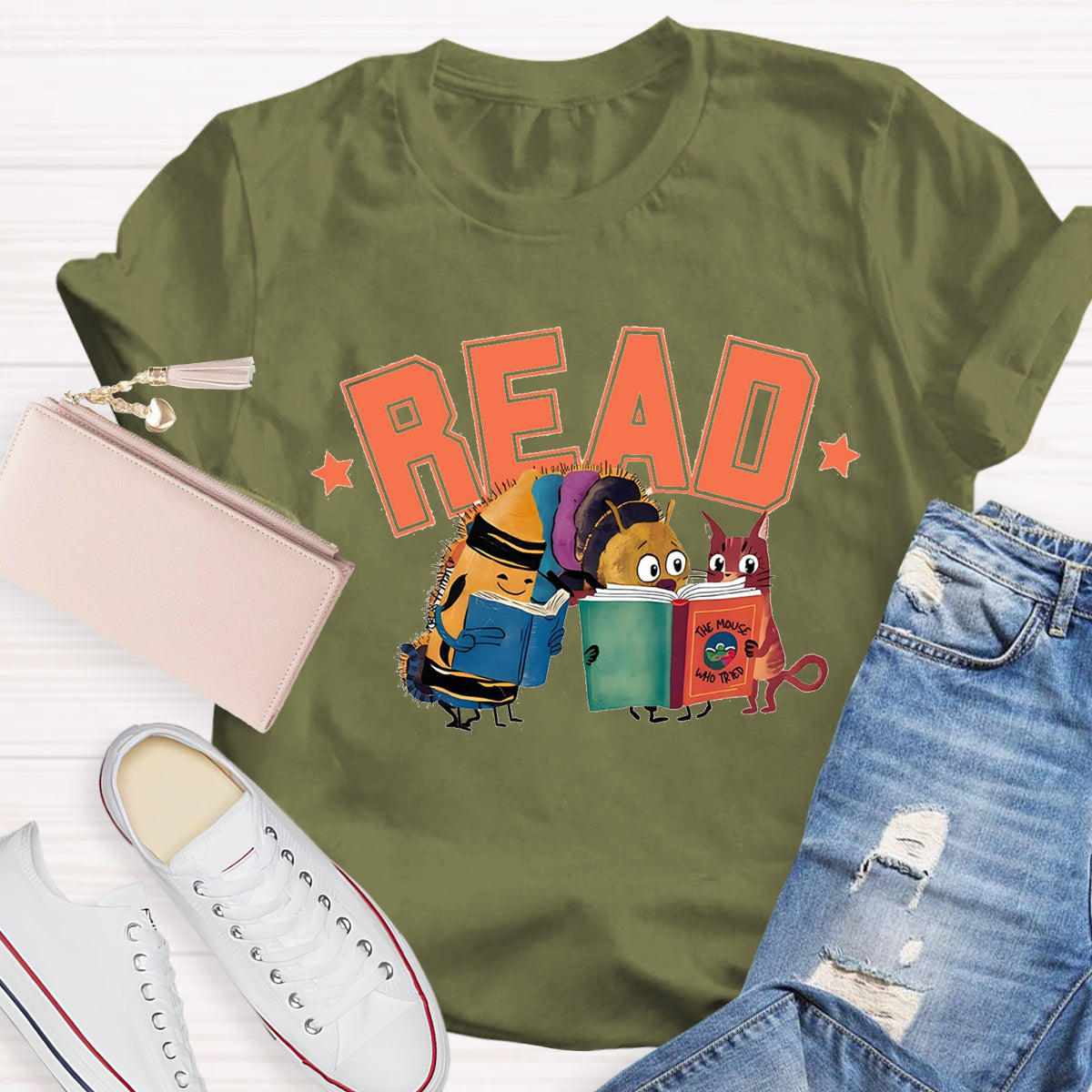 Caterpillar Read Books Teacher T-Shirt