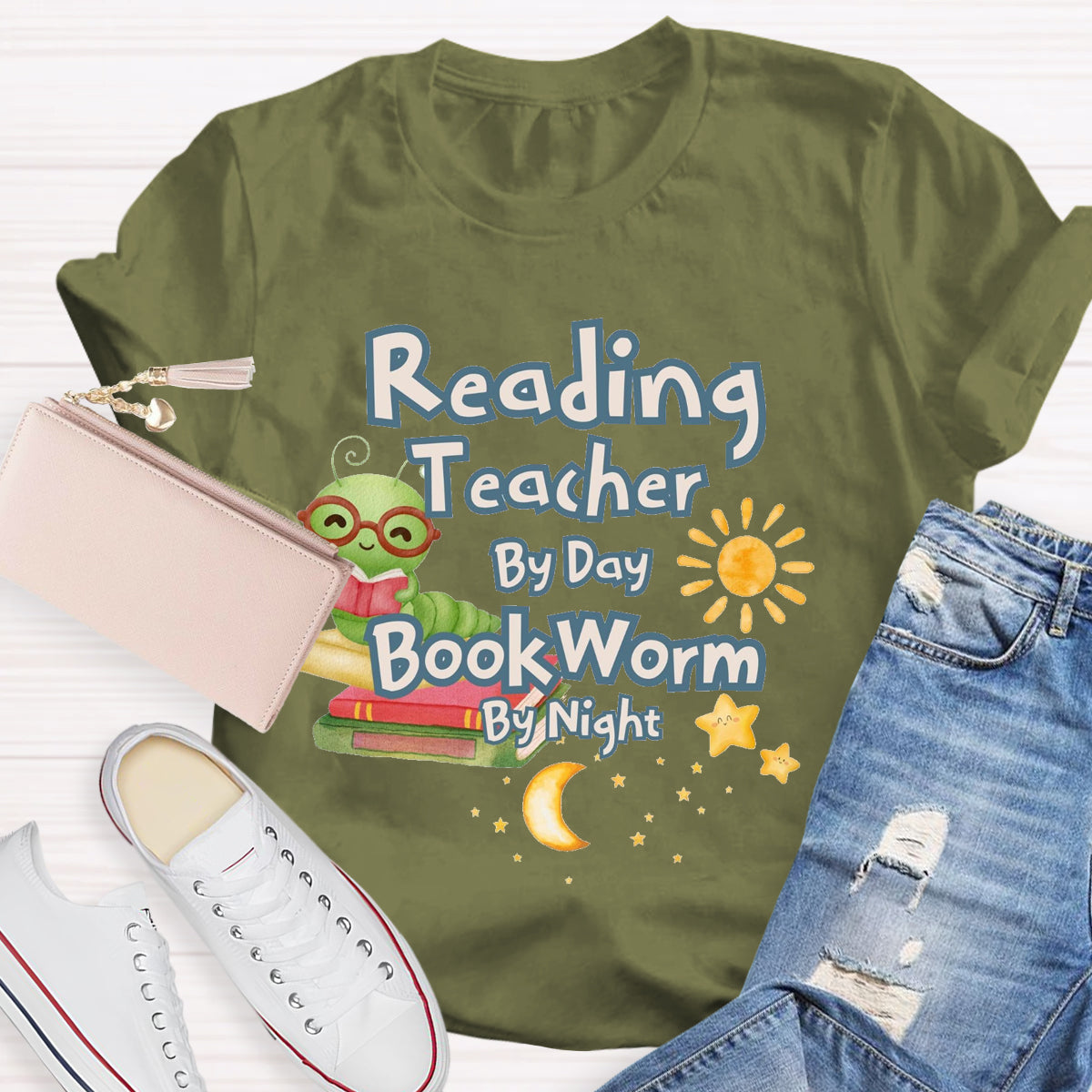 Reading Teacher By Day Bookworm By Night T-Shirt