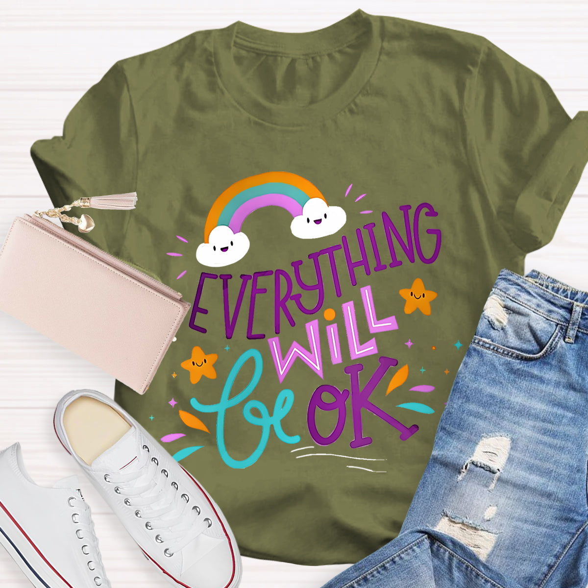 Everything Will Be Ok Rainbow T-Shirt