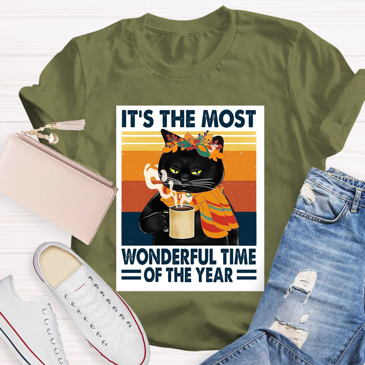 Black Cat It's The Most Wonderful Time Of The Year T-Shirt