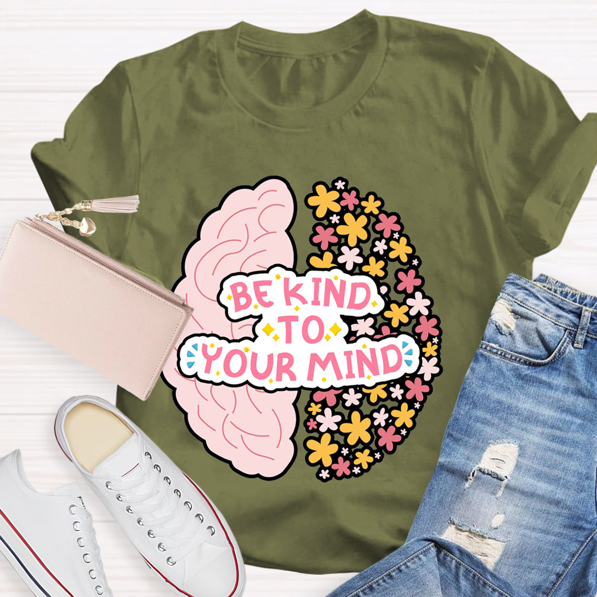 Be Kind To Your Mind Floral Brain T-Shirt