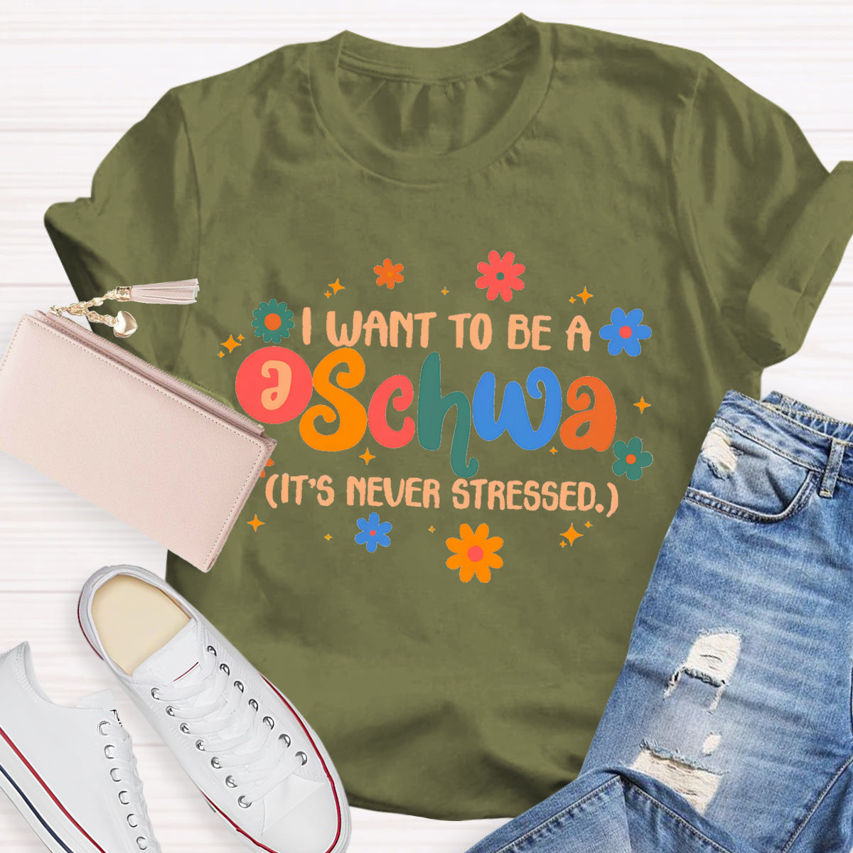 I Want To Be A Schwa It's Never Stressed Floral T-Shirt