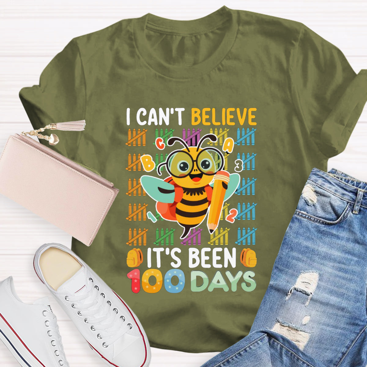 I Can't Believe It'S Been 100 Days Bee Teacher T-Shirt