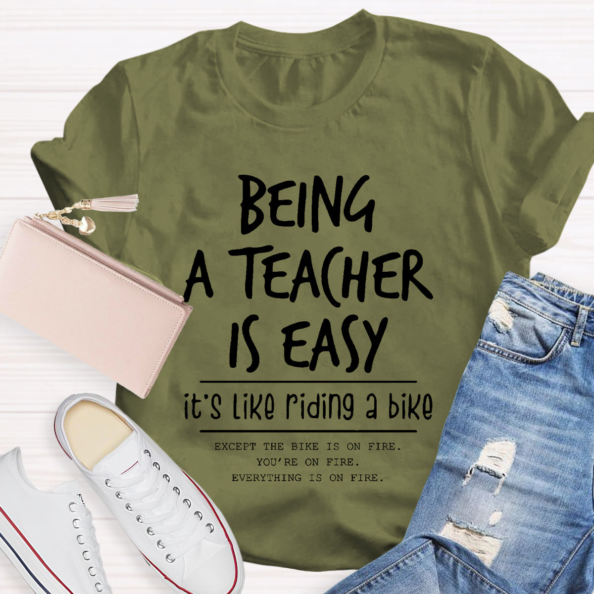 Being A Teacher is Easy, It's Like Riding A Bike  T-Shirt