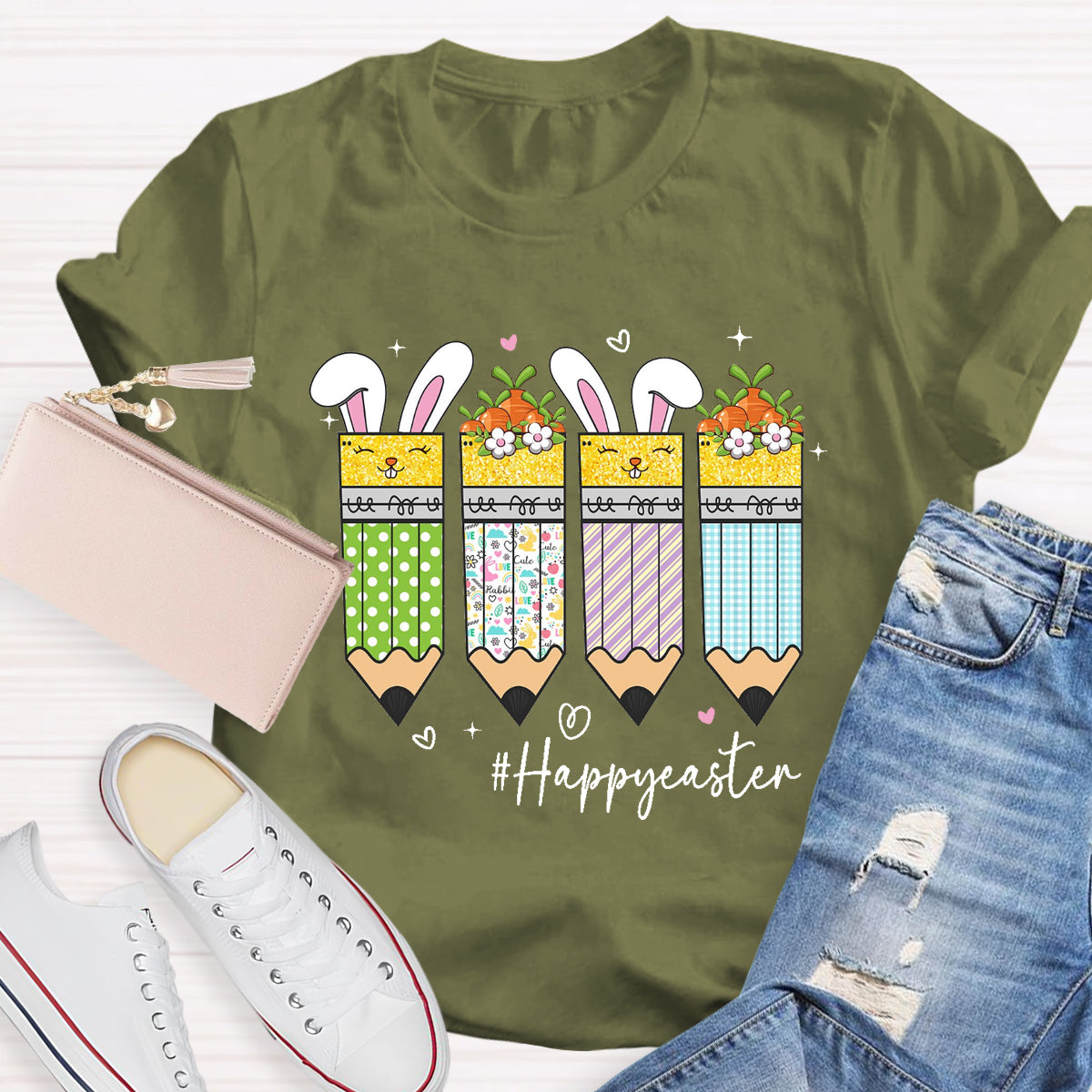 Happy Easter Pencil Teacher T-Shirt