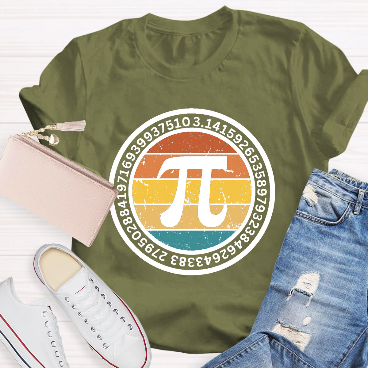 Vintage Pi Symbol Math Teacher T-Shirt