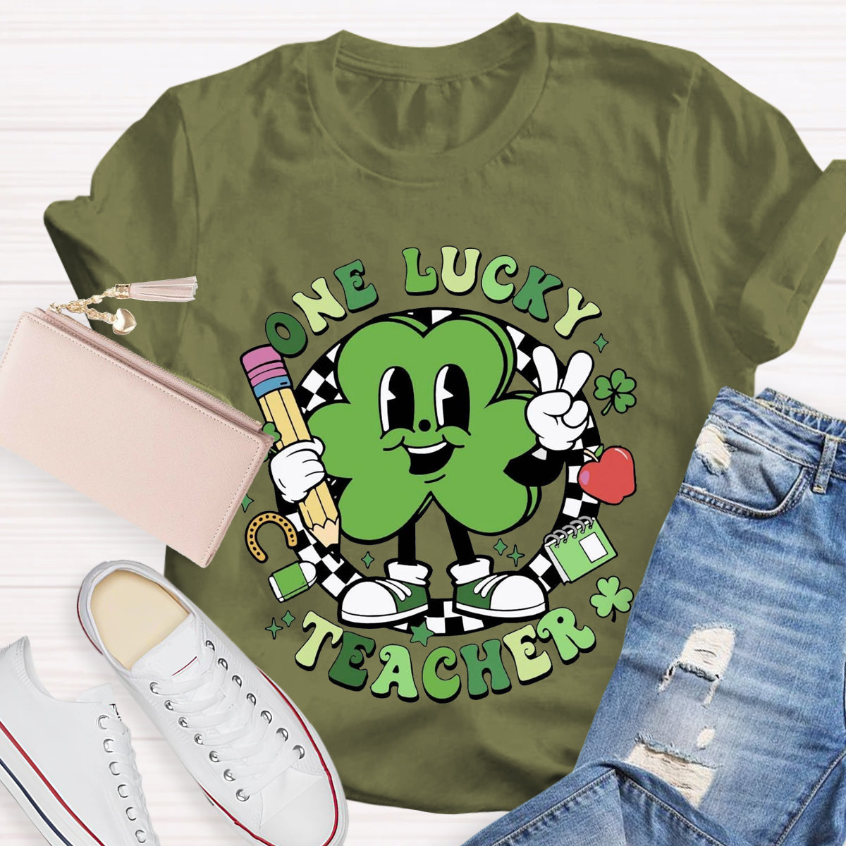 One Lucky Teacher Shamrock T-Shirt