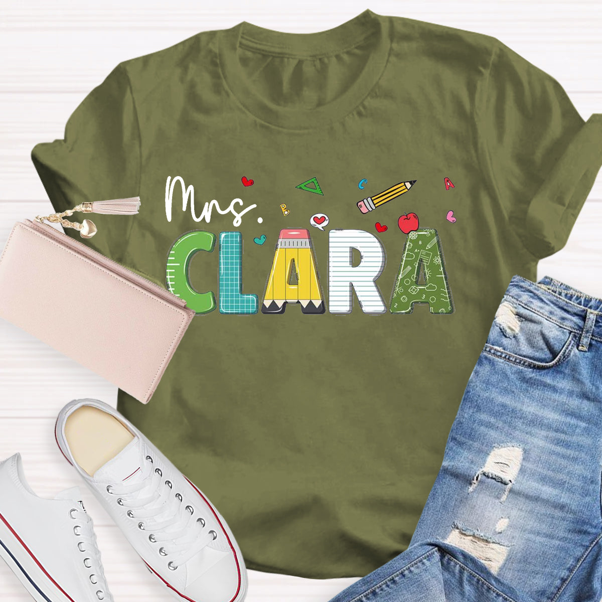 Personalized Name Mrs Clara Teacher T-Shirt