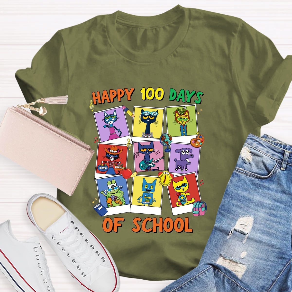 Pete The Cat Happy 100 Day Of School T-Shirt