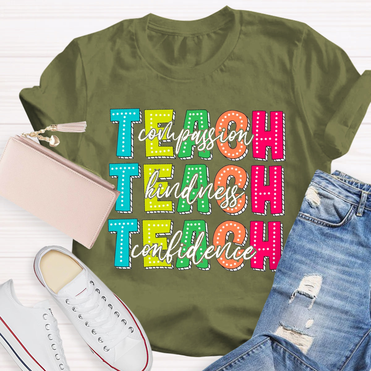 Compassion Kindness Confidence Teacher T-Shirt