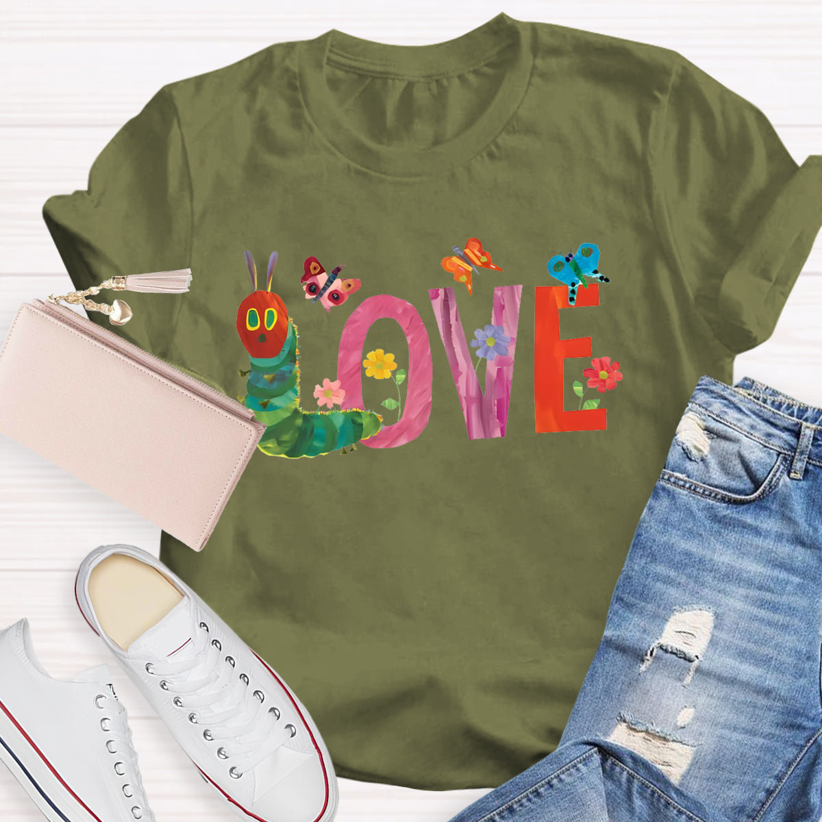 Caterpillar Butterfly Love Teacher T-Shirt