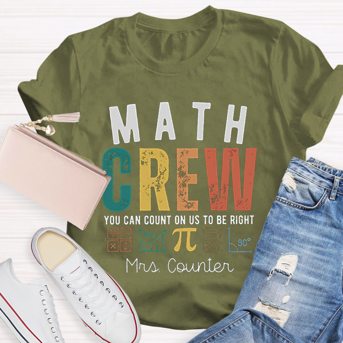 Personalized Name Of Math Crew Teacher T-Shirt