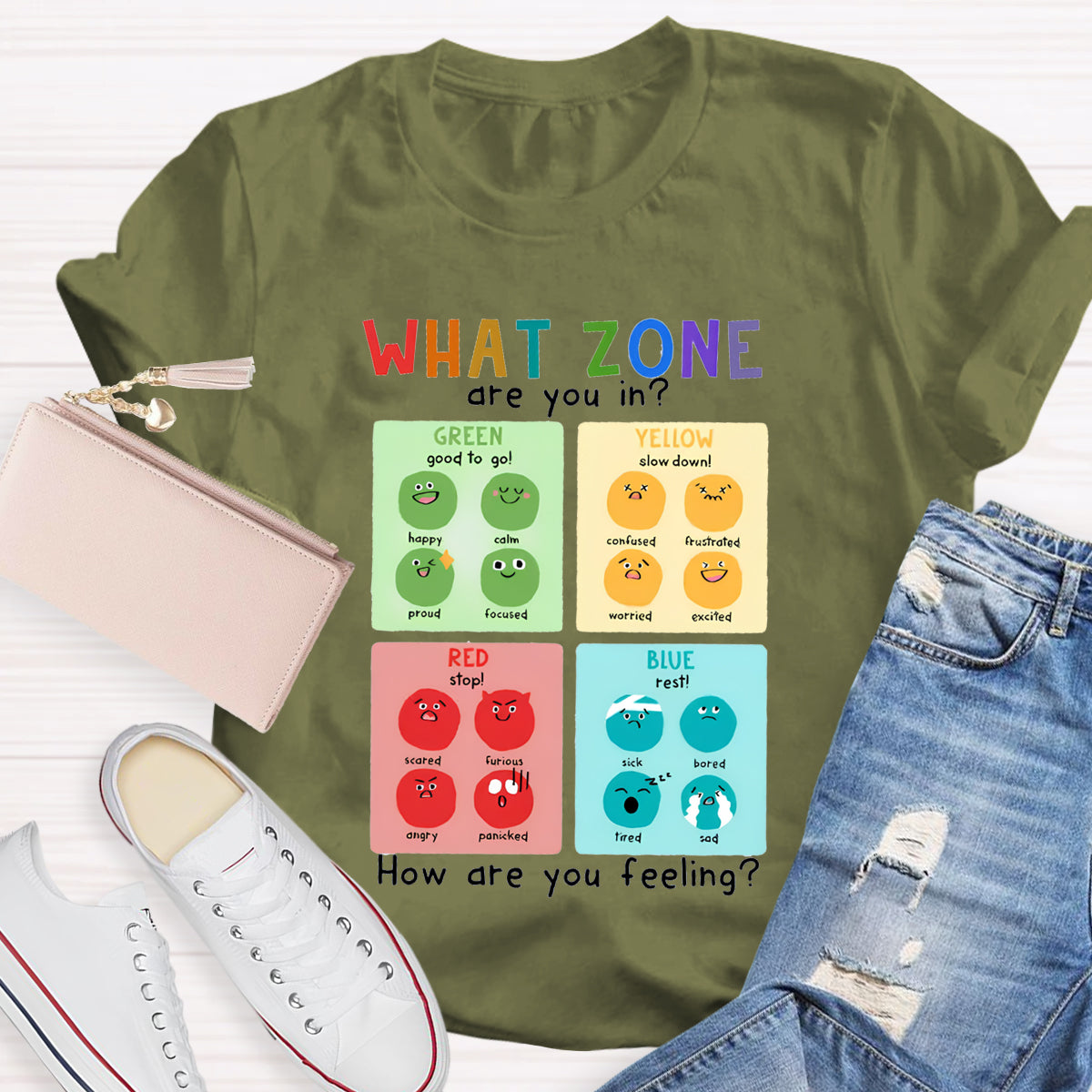 What Zone Are You In Mental Health Therapy Teacher T-Shirt