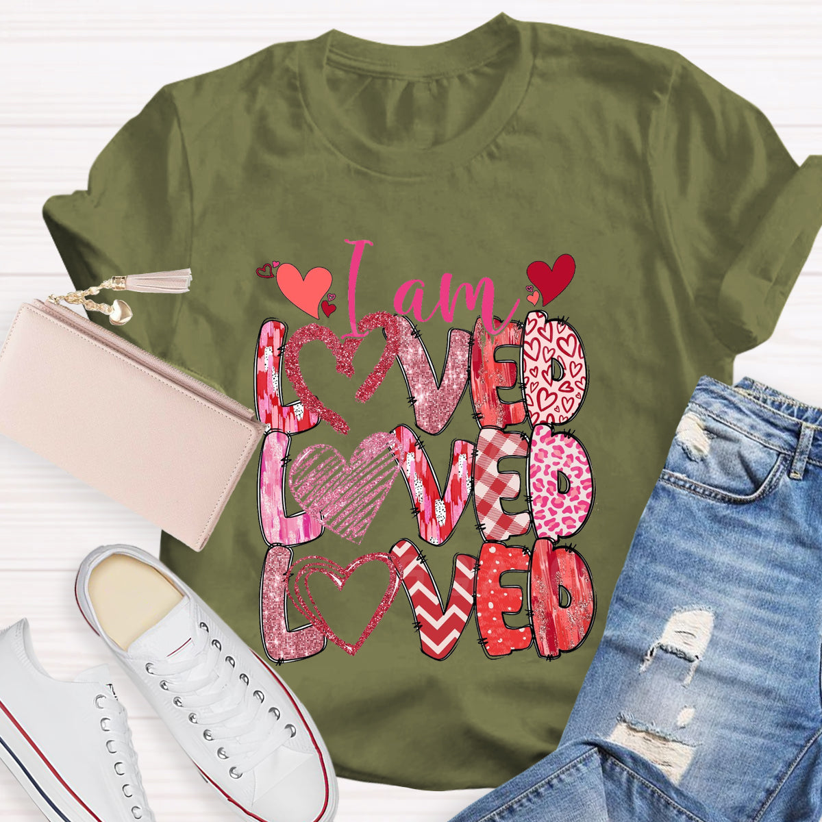 I am Loved Pink Heart T-Shirt