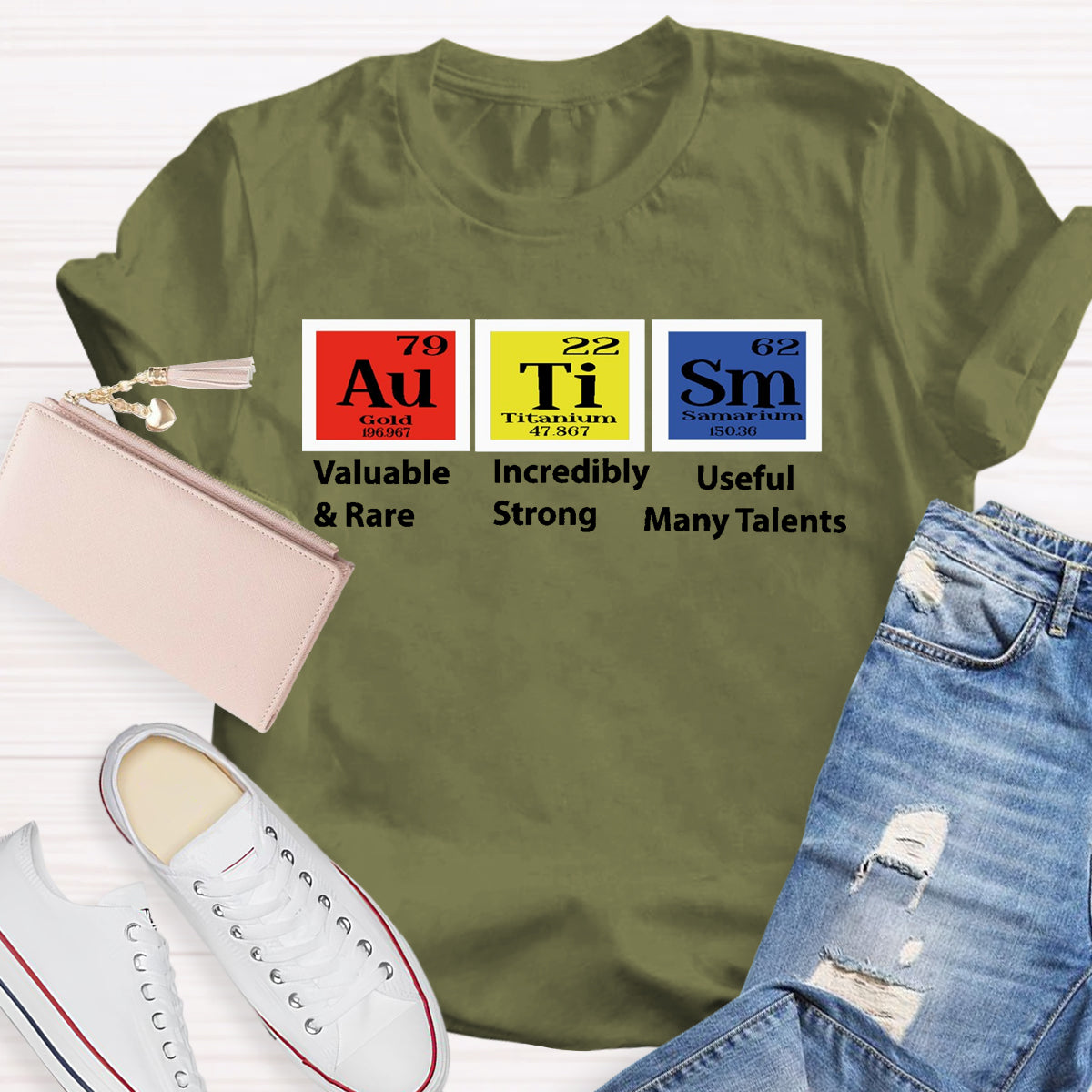 Autism Periodic Table Valuable Incredibly Teacher T-Shirt