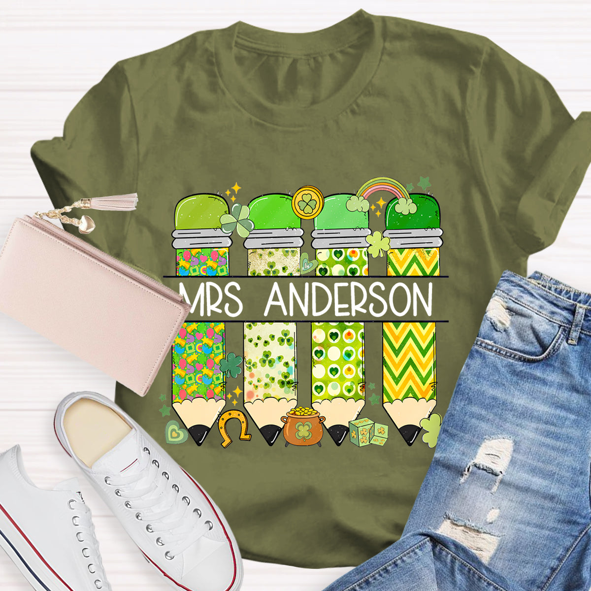 Personalized Name Teacher St. Patricks Day T-Shirt