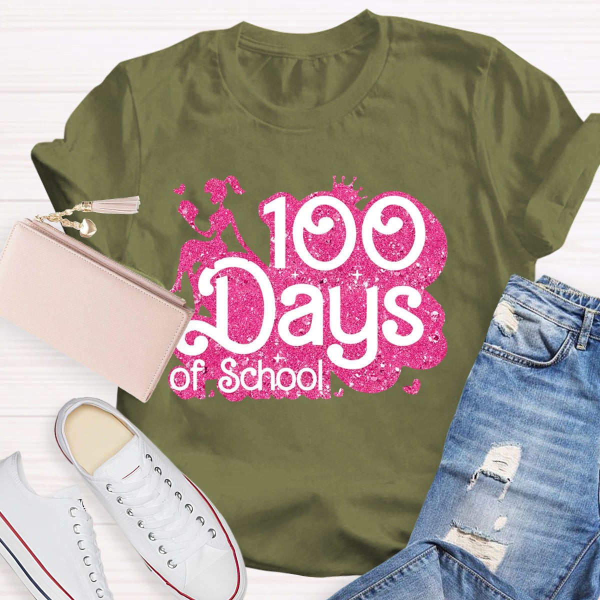 100 Days Of School Pink Teacher T-Shirt