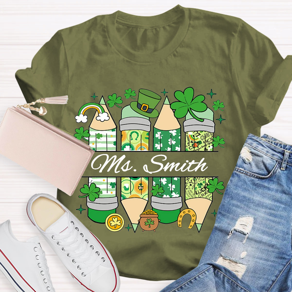 Personalized Name St. Patricks Day Teacher T-Shirt