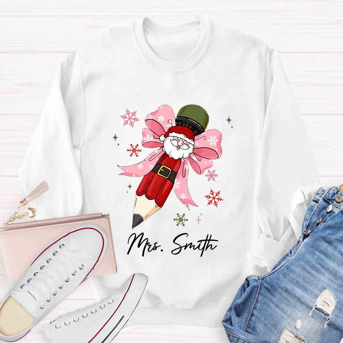 Personalized Name Pencil Teacher Sweatshirt