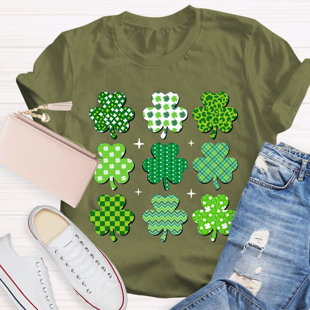 Multi Shamrock St Patricks Day T-Shirt