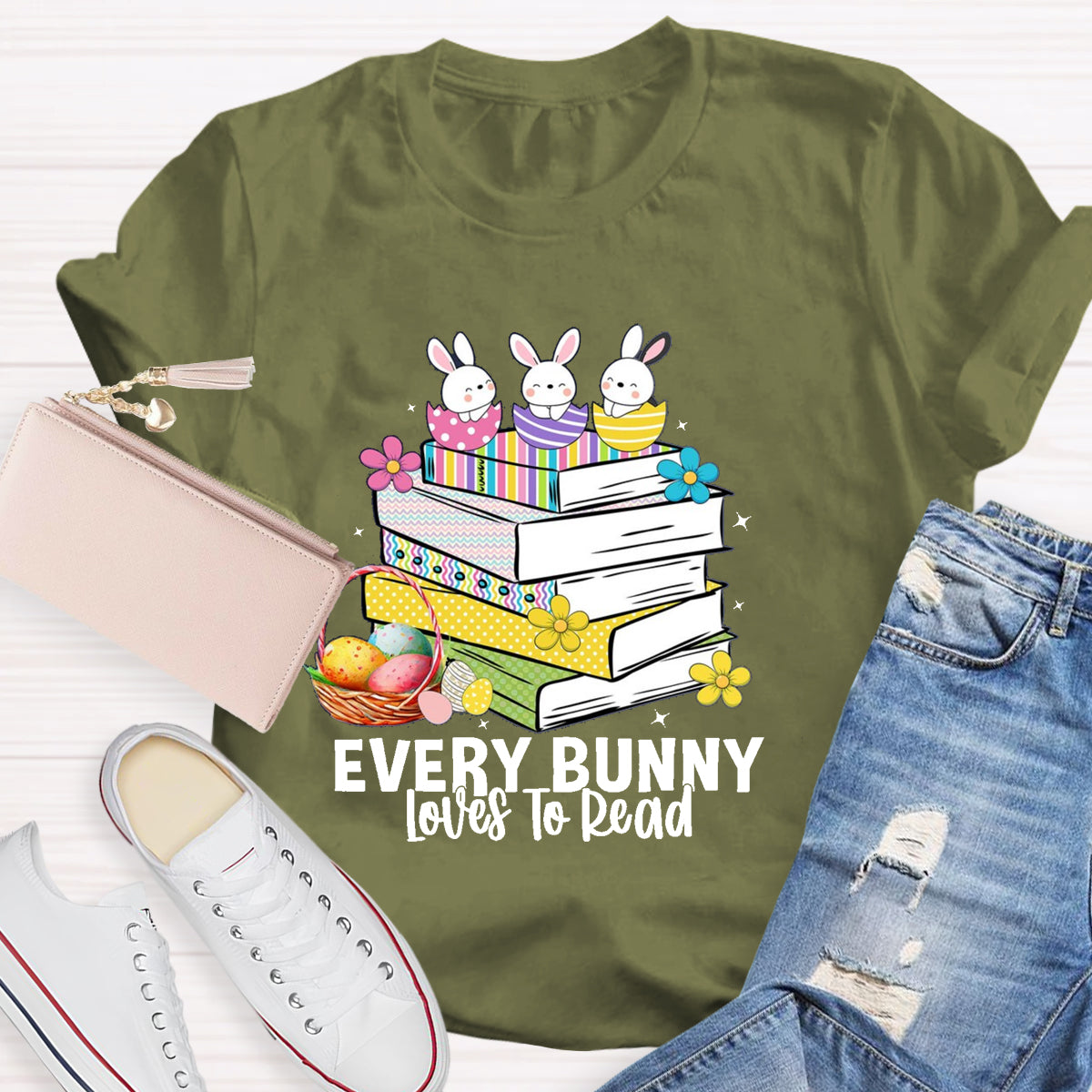 Every Bunny Loves To Read Teacher T-Shirt