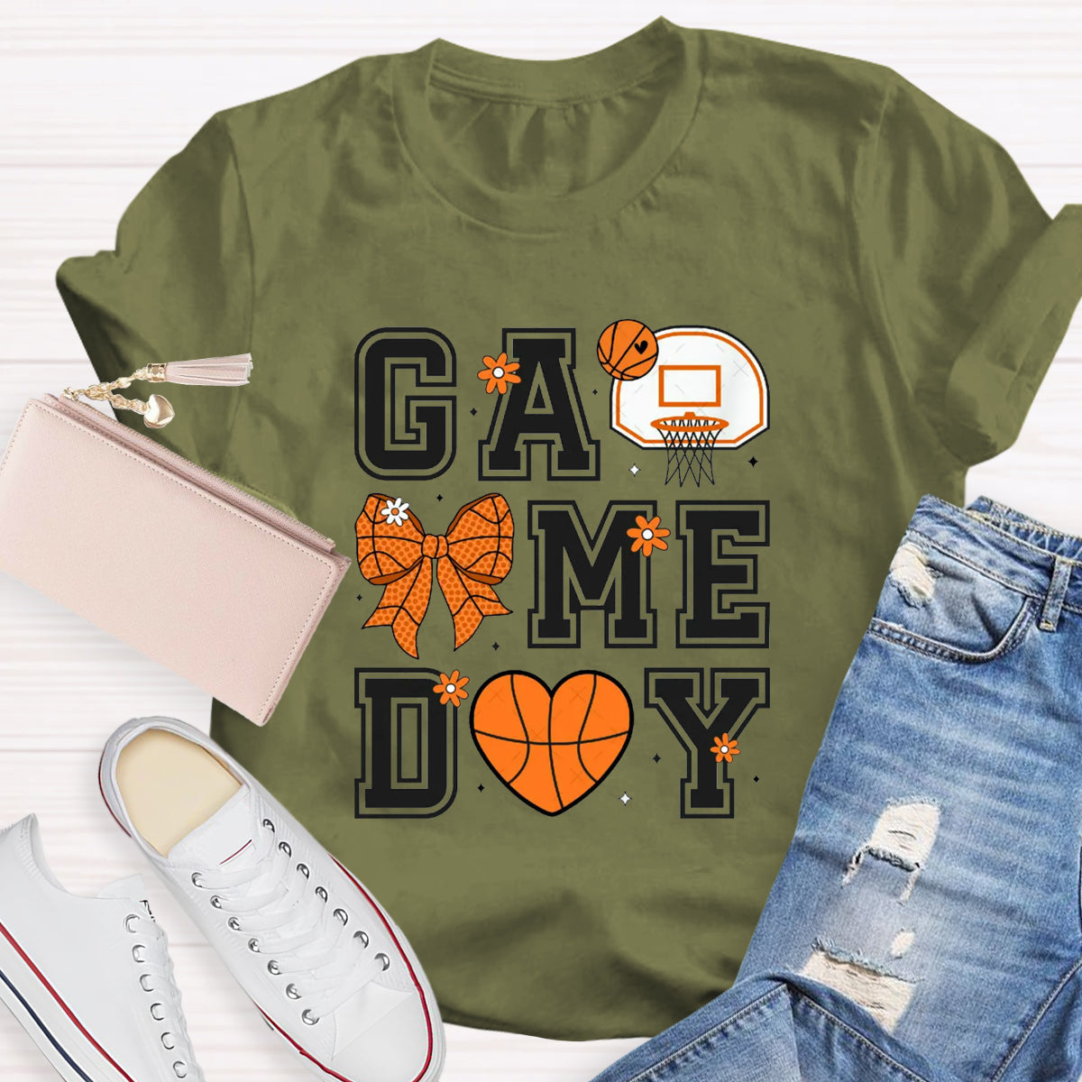 Game Day Bow Basketball T-Shirt