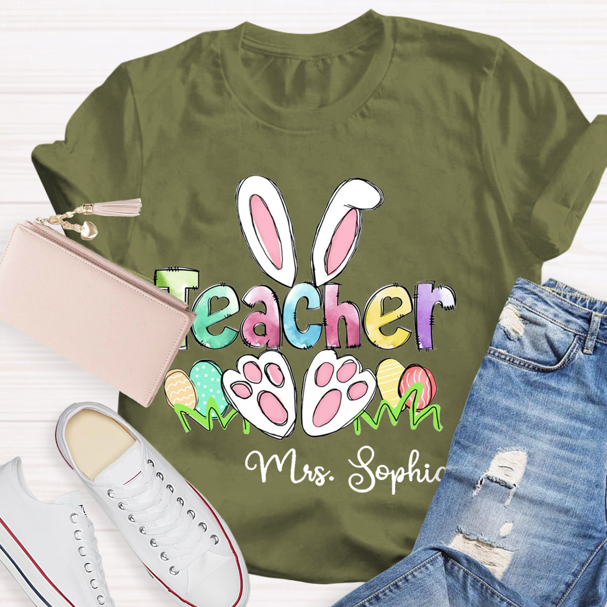 Personalized Name Easter Teacher T-Shirt