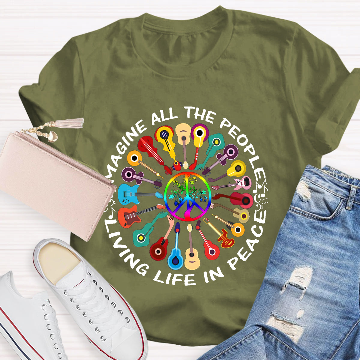 Imagine All The People Living Life In Peace T-Shirt