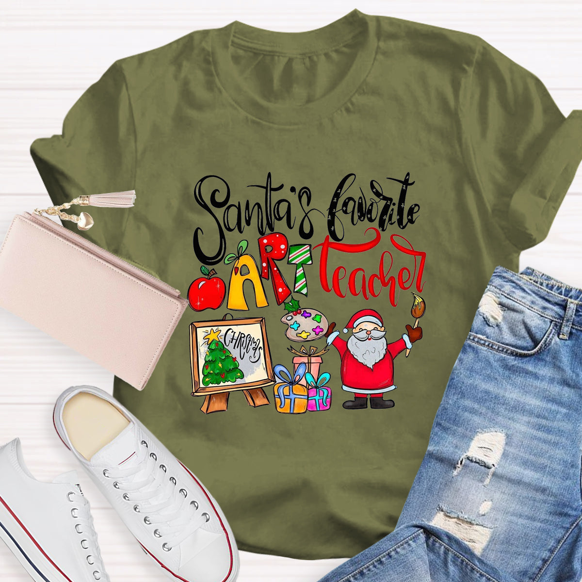 Santa's Favorite Art Teacher T-Shirt