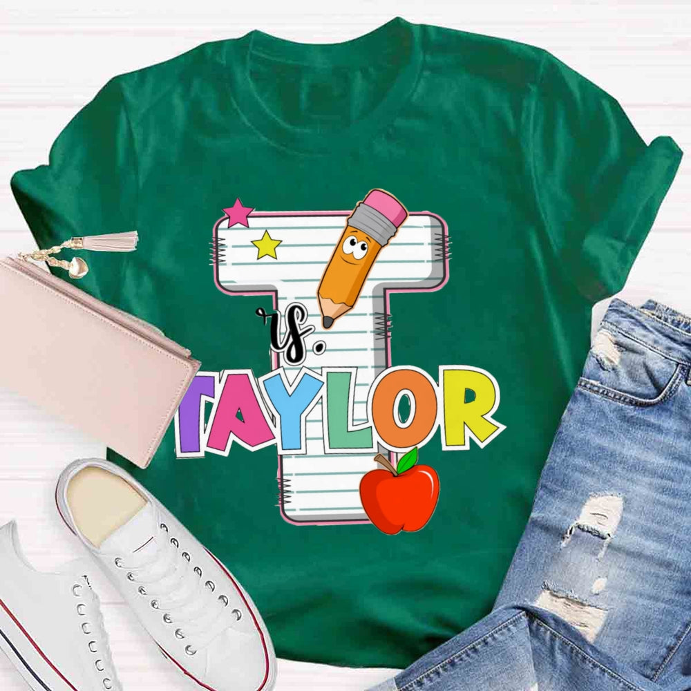 Personalized Teachers Initials Name T-shirt