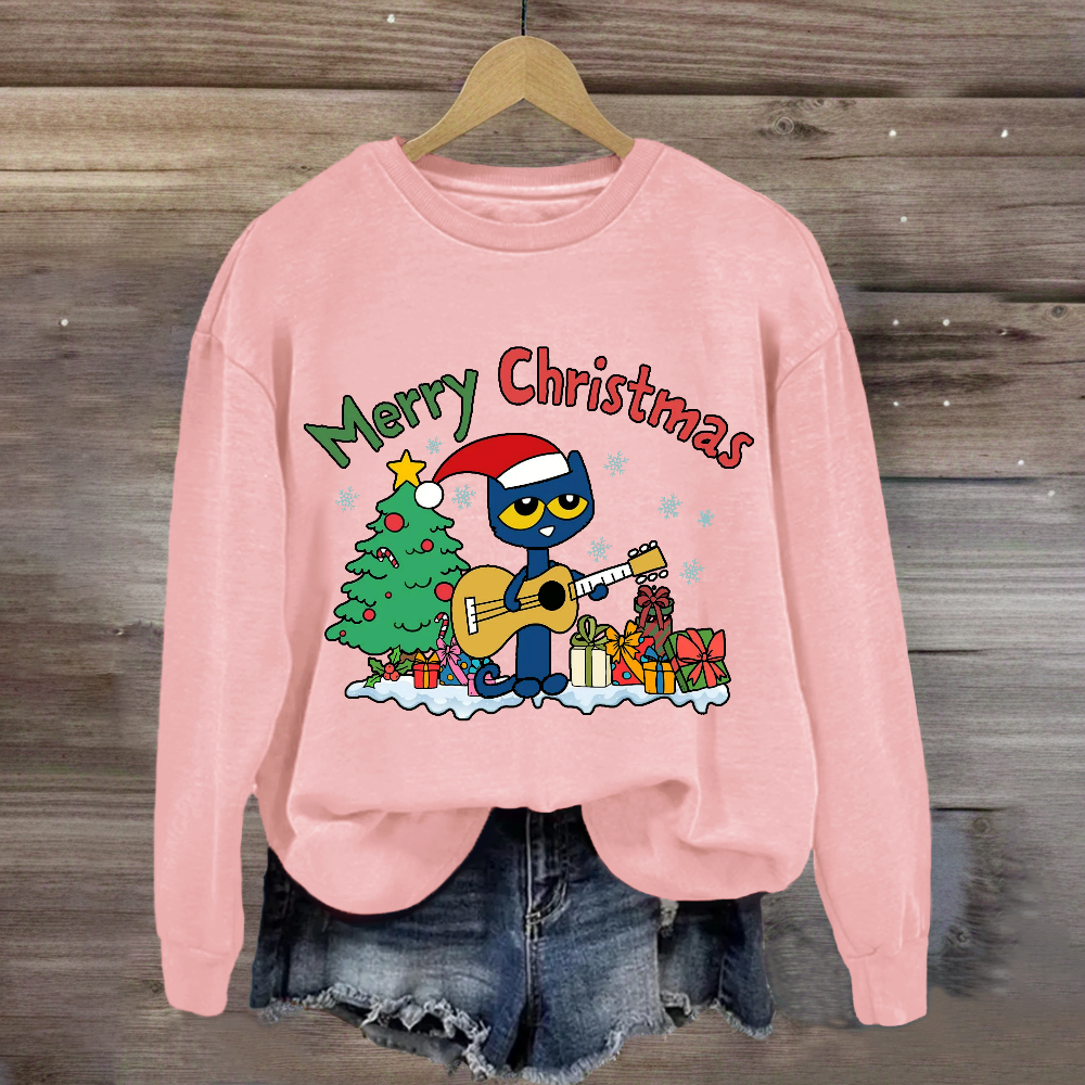 Merry Christmas Pete Groovy Cat Sweatshirt