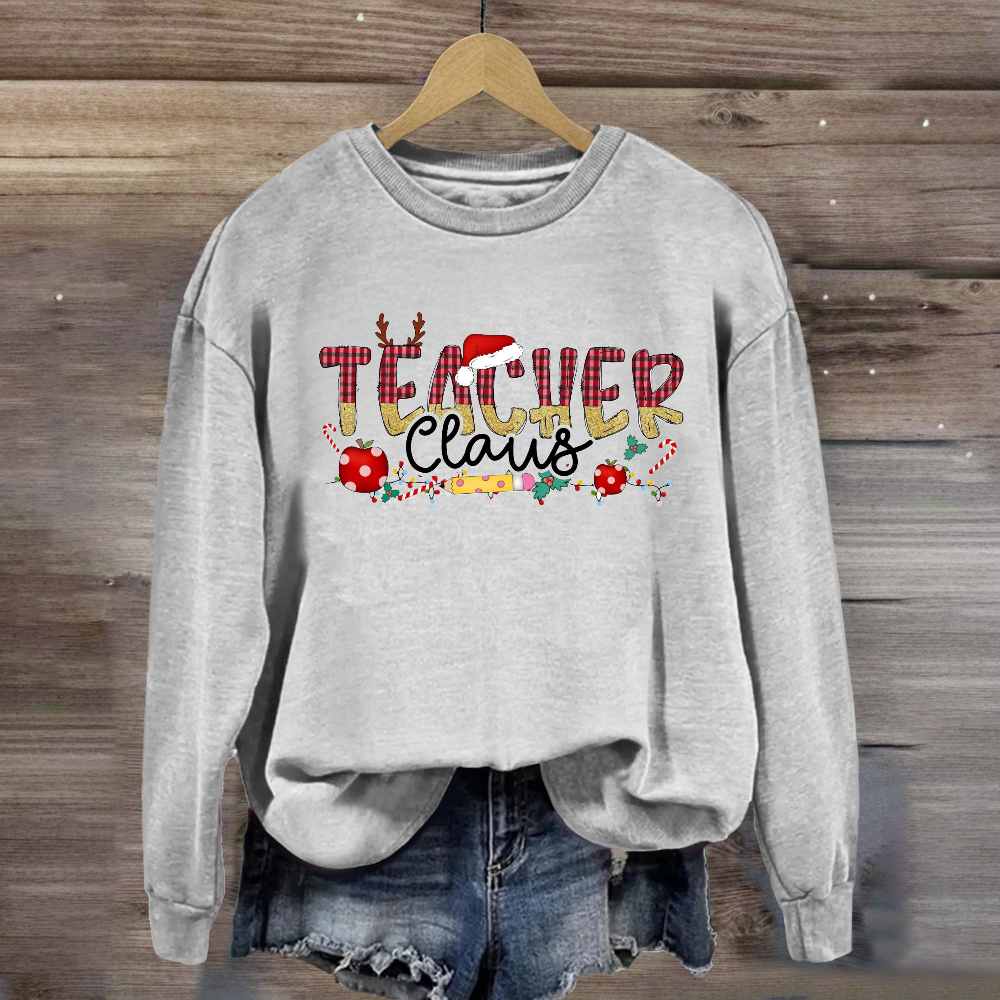 Teacher Claus Holly Teacher Christmas Sweatshirt