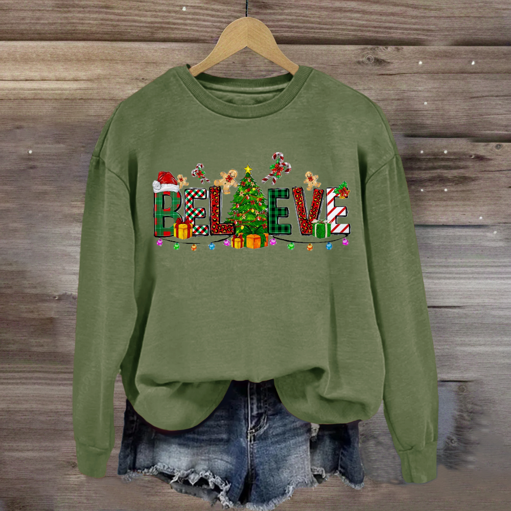 Christmas Believe New Year Design Sweatshirt