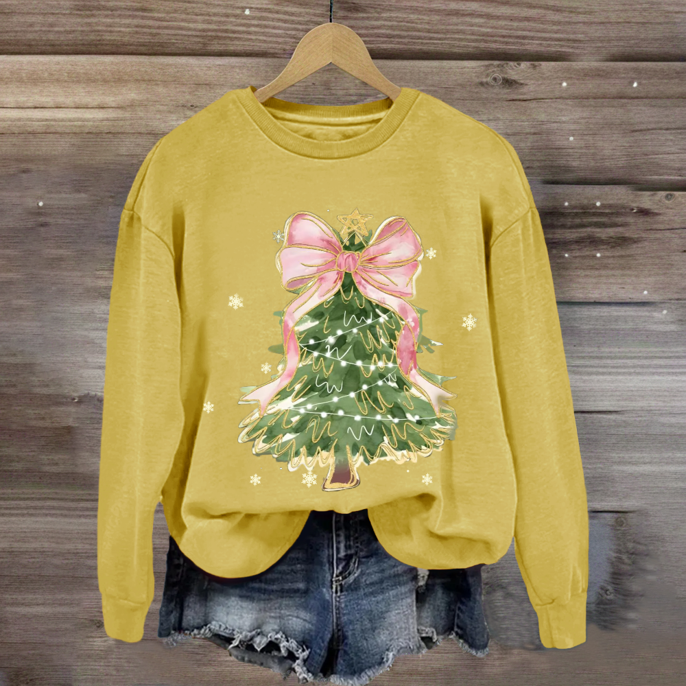 Christmas Tree With Pink Bow Sweatshirt