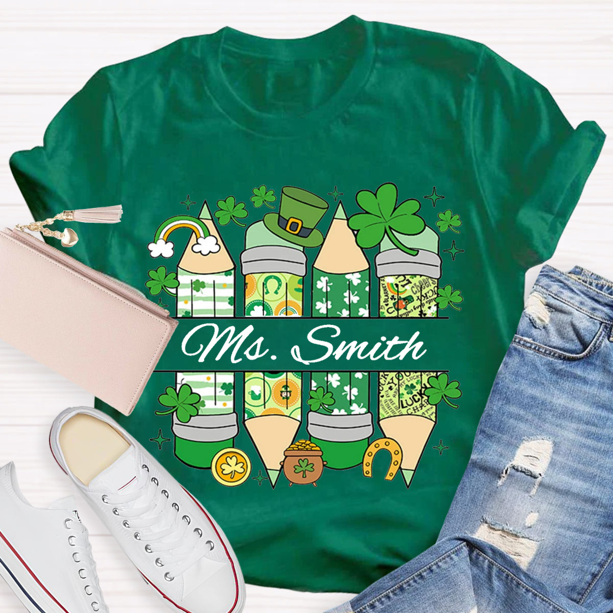 Personalized Name St. Patricks Day Teacher T-Shirt