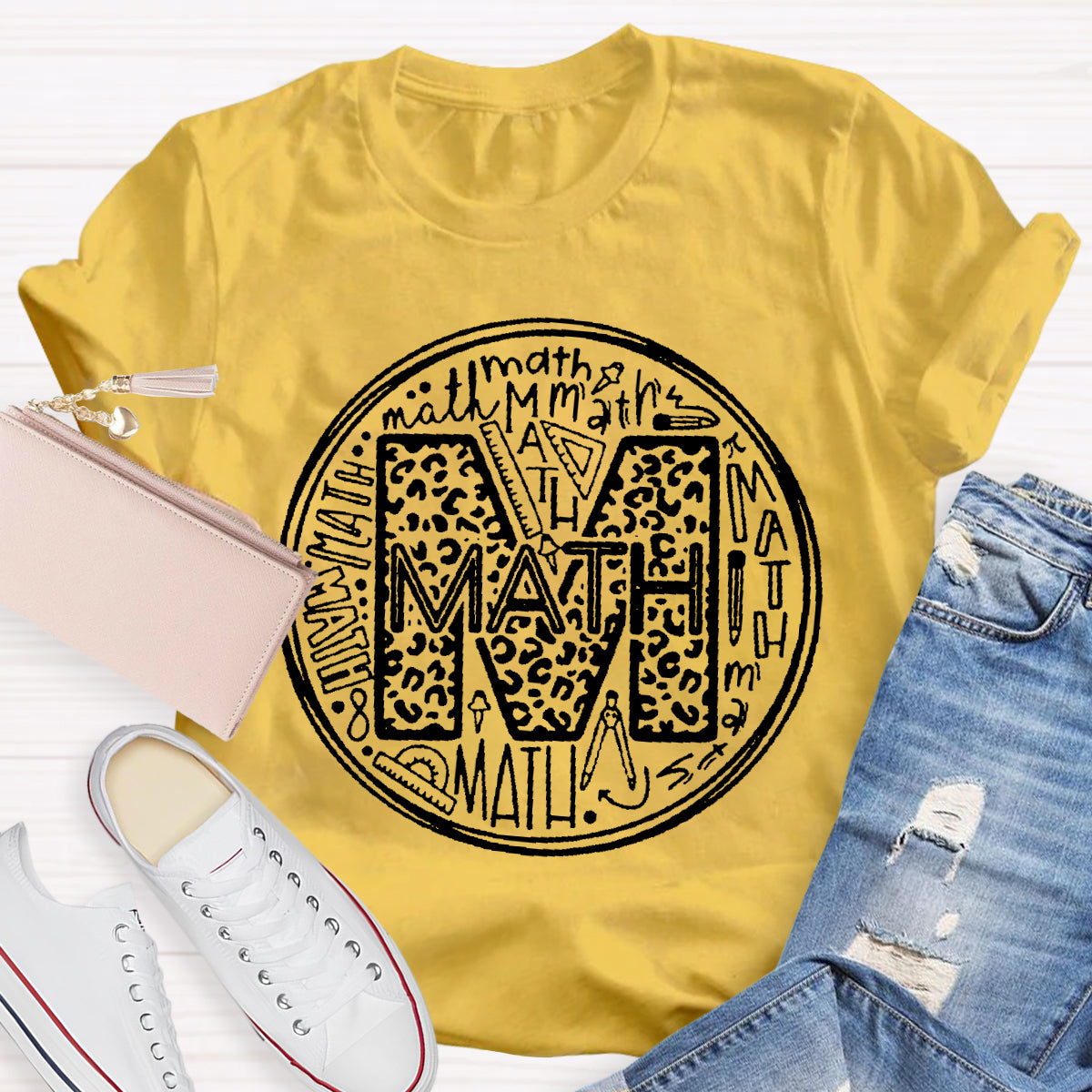 Multi-font Math Teacher T-Shirt