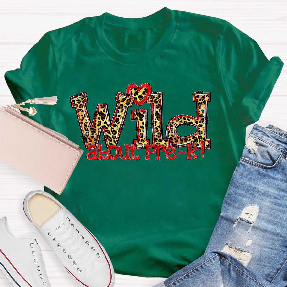 Wild About Pre-K Red Heart T-Shirt