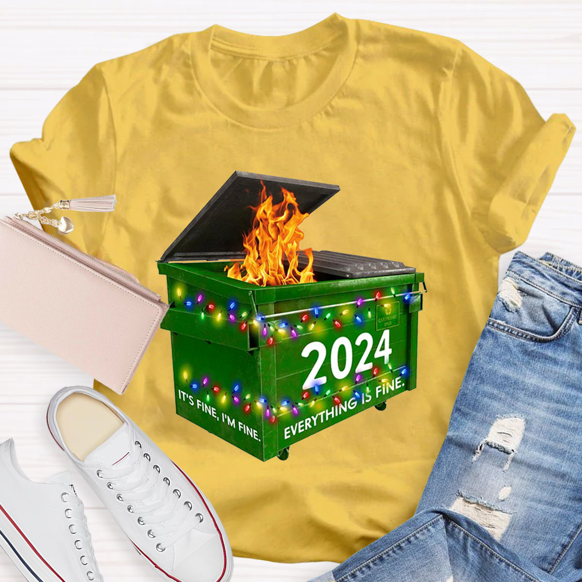 Everything Is Fine Funny Dumpster Fine Christmas T-Shirt