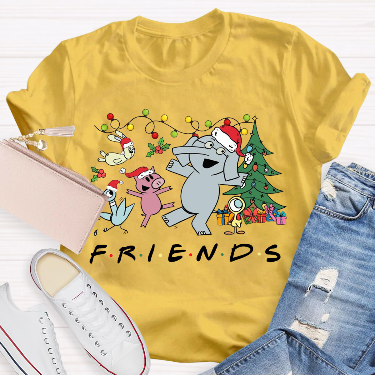 Friends Elephant And Piggie Christmas T-Shirt