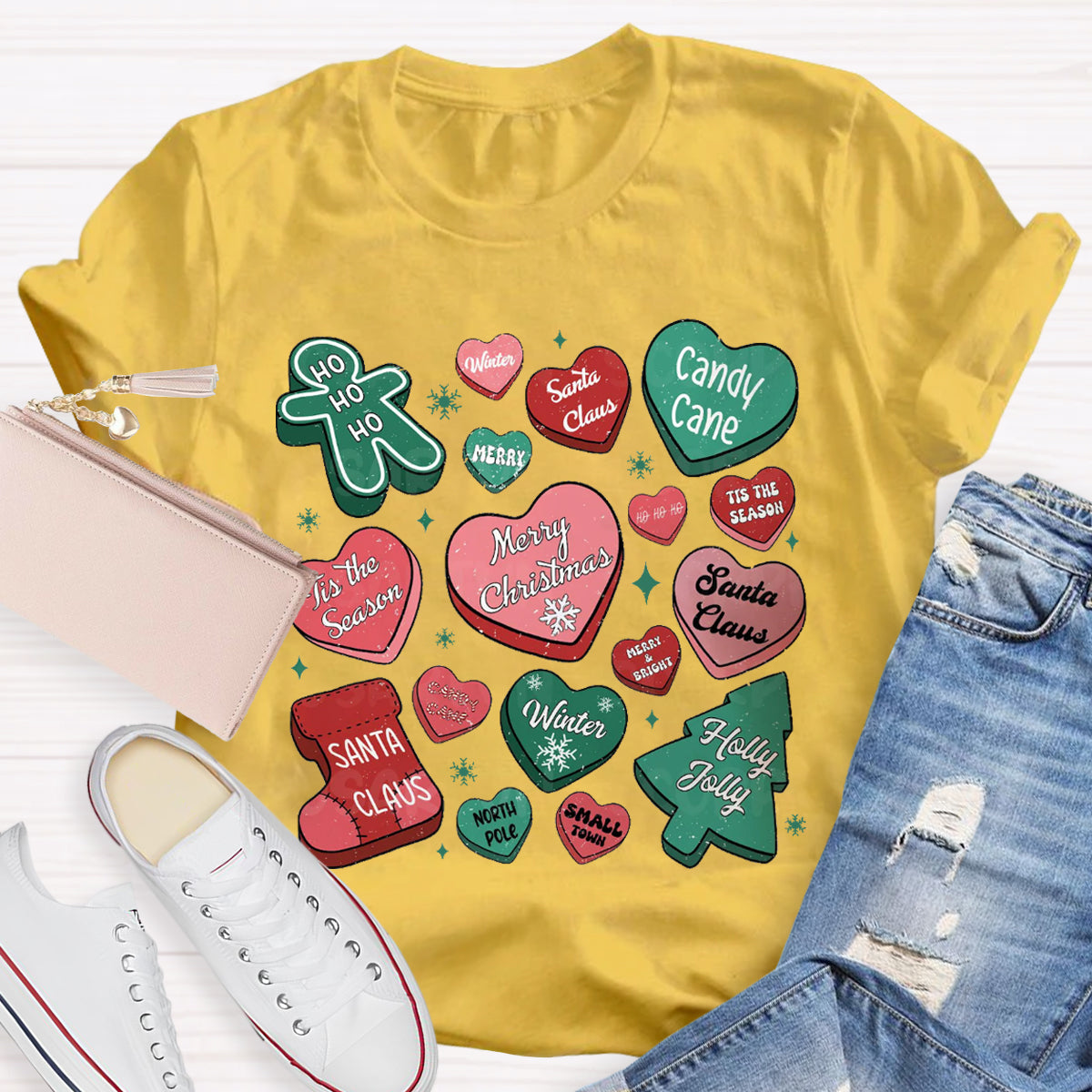 Candy Hearts Christmas T-Shirt