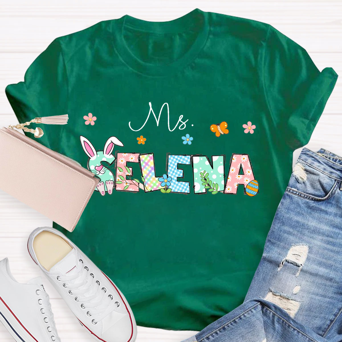 Personalized Name Easter Day Bunny T-Shirt