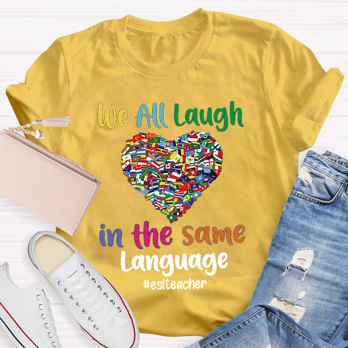 Personalized Subject We All Laugh In The Same Language T-Shirt