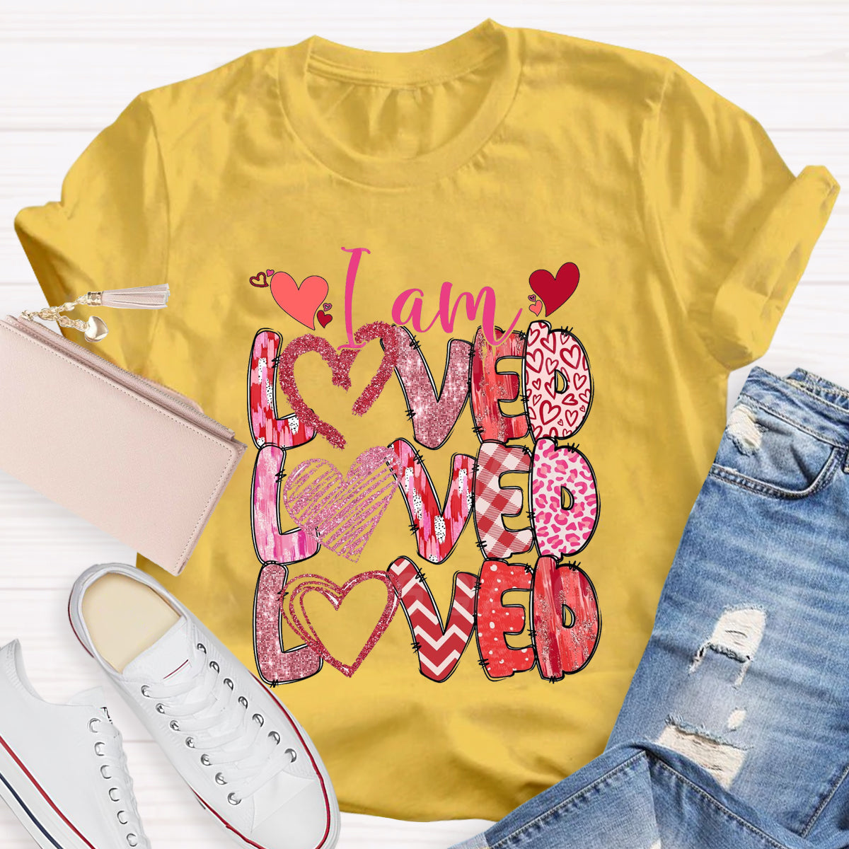 I am Loved Pink Heart T-Shirt