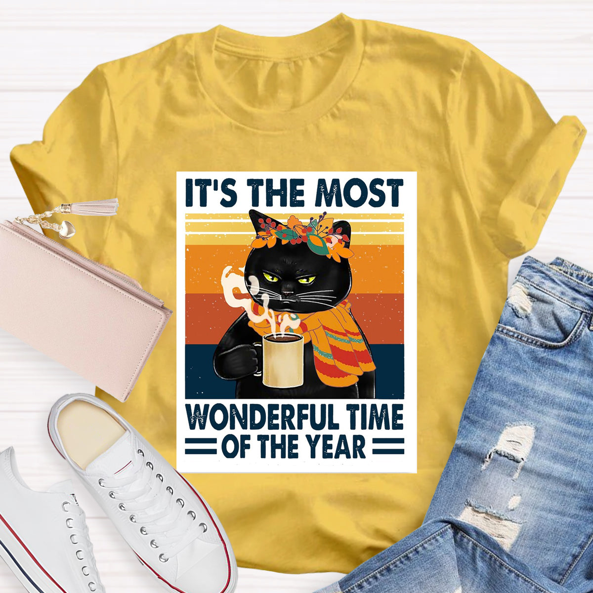 Black Cat It's The Most Wonderful Time Of The Year T-Shirt