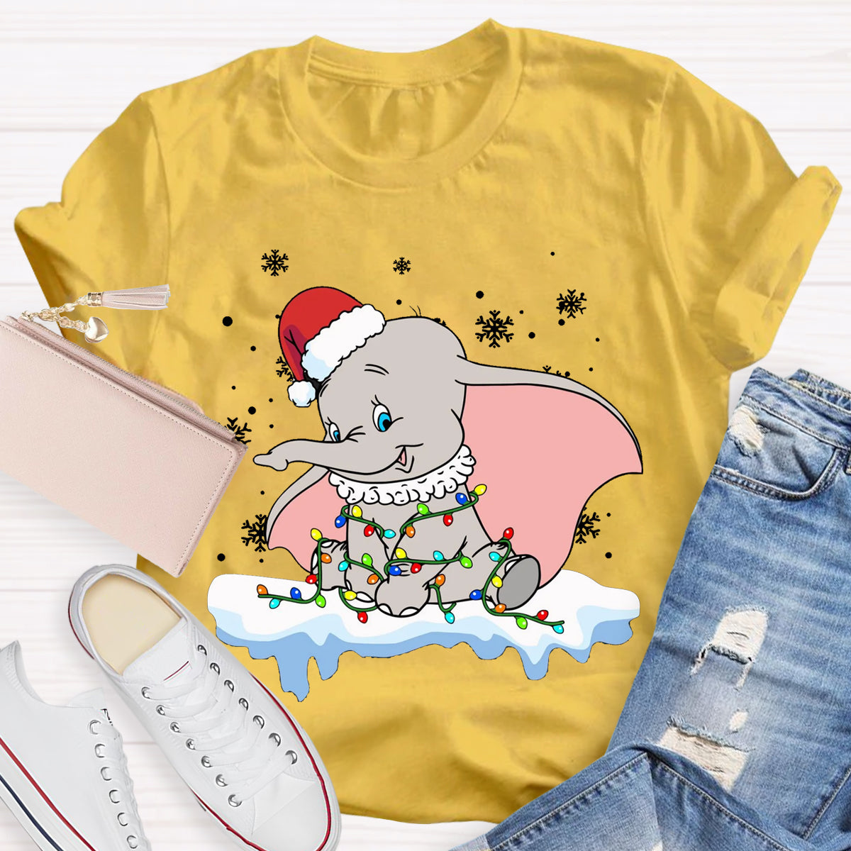 Cute Dumbo Flying Elephant Christmas T-Shirt