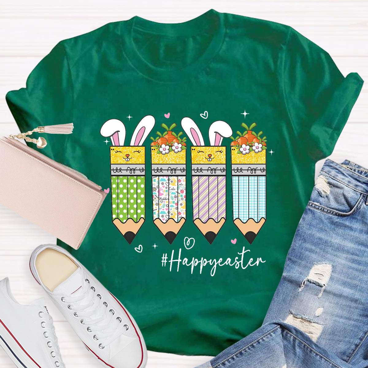 Happy Easter Pencil Teacher T-Shirt