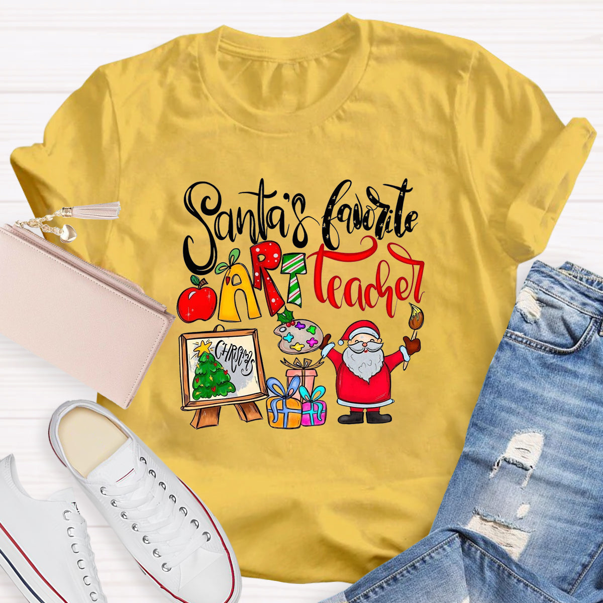 Santa's Favorite Art Teacher T-Shirt