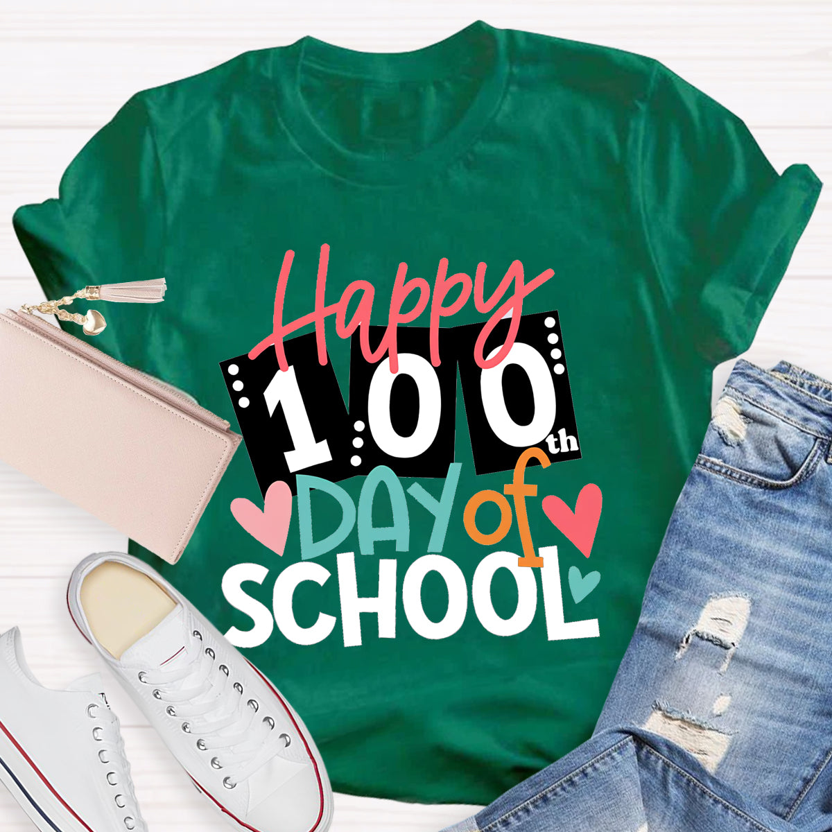 Happy 100th Days Of School Card Teacher T-Shirt