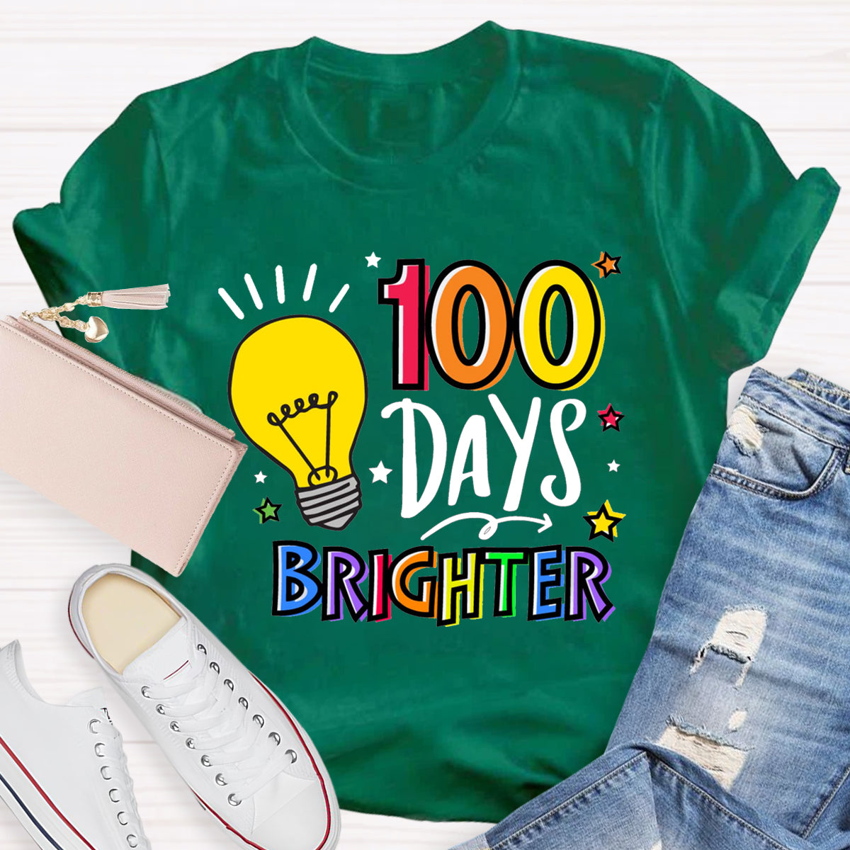 100 Days Brighter Teacher T-Shirt