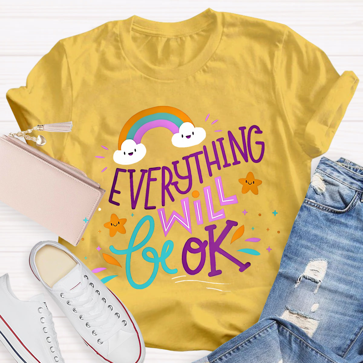 Everything Will Be Ok Rainbow T-Shirt